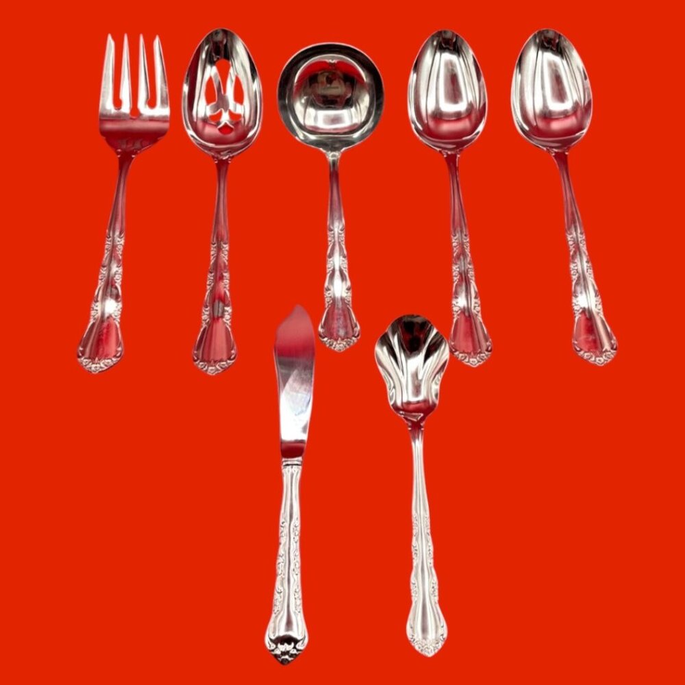Kirk & Stieff 18/8 Stainless Steel SEVEN Piece Hostess Serving Set
